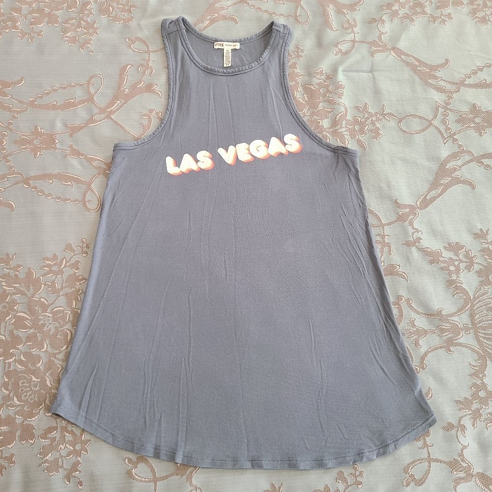 Victoria's Secret PINK Super Soft Las Vegas Blue Tank Top Size Small